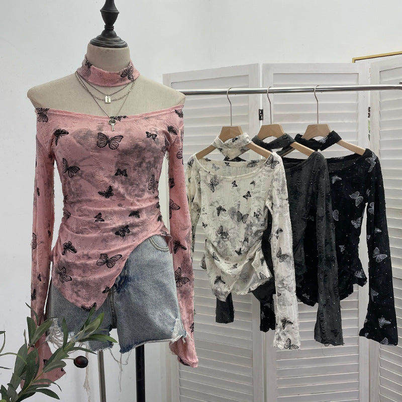 S4C Butterfly neck hanging long sleeved T-shirt top