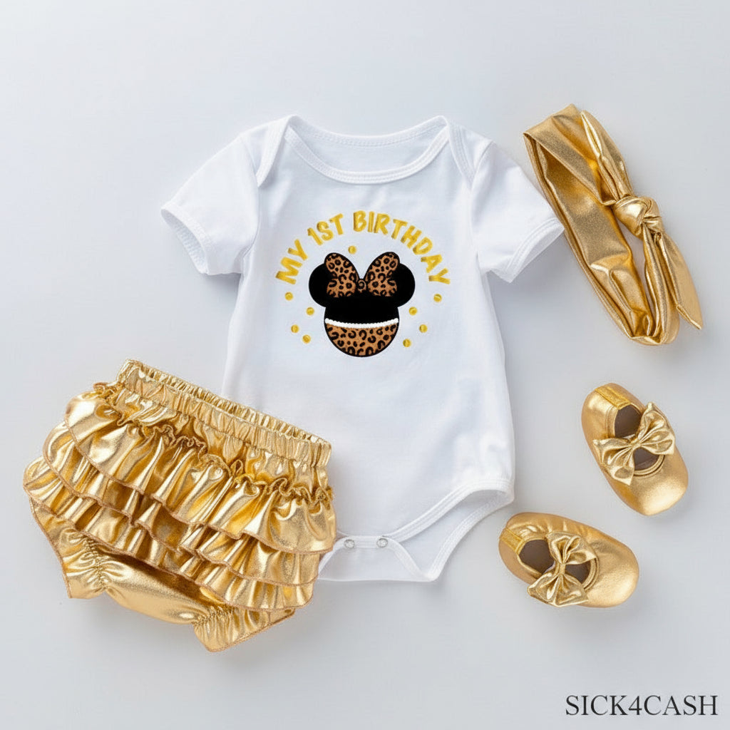 Baby Romper gold with head band