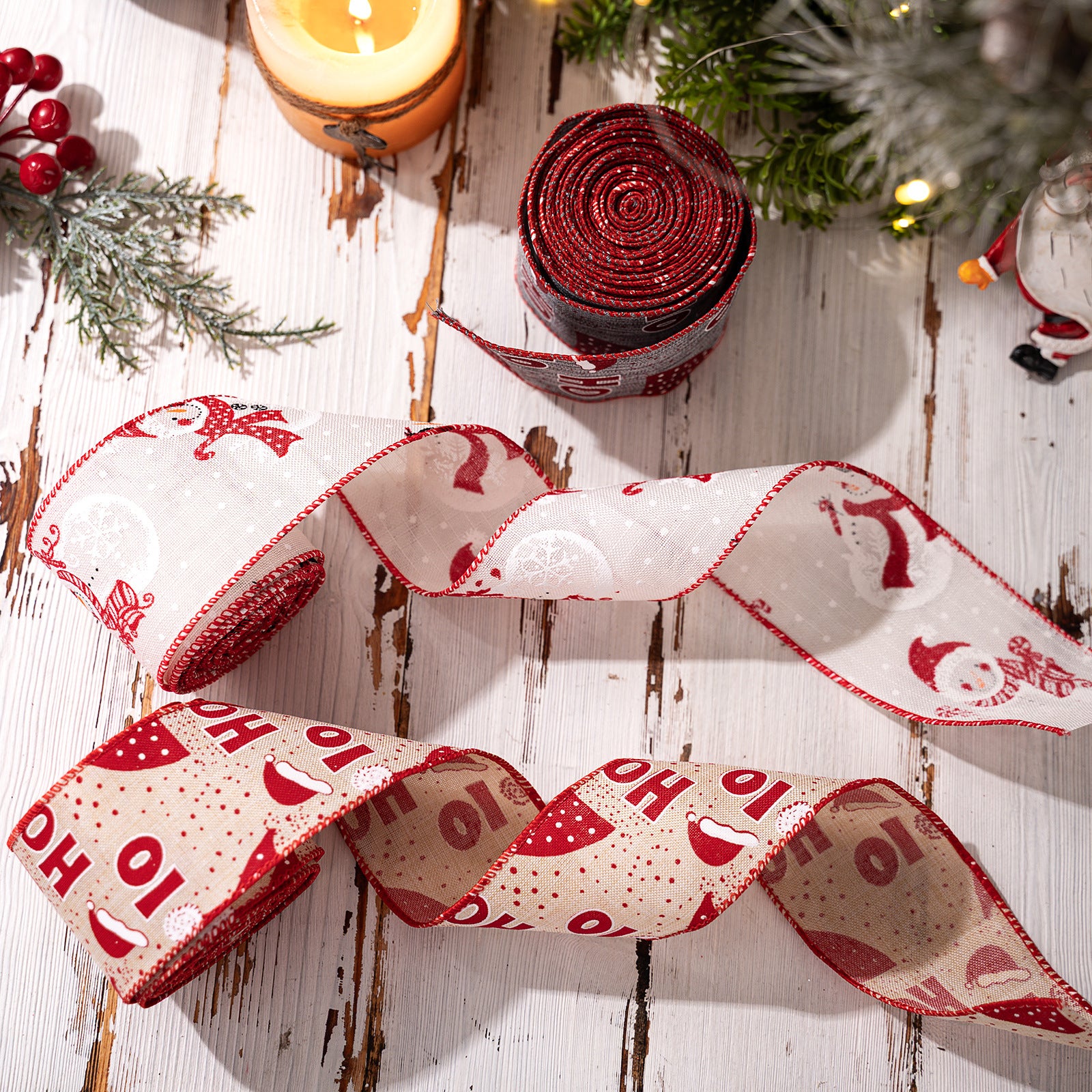 Christmas Ribbon with HOHO Print – Holiday Wrapping & Craft Decor