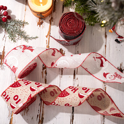 Christmas Ribbon with HOHO Print – Holiday Wrapping & Craft Decor