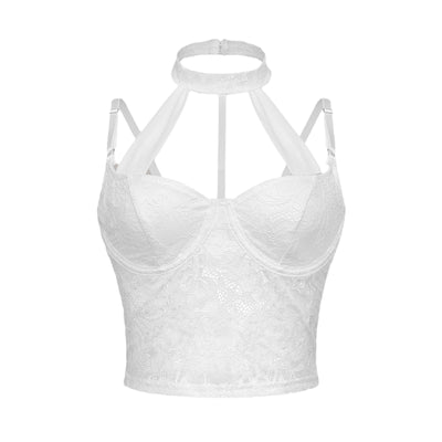 Lace hollow out spicy girl top with neck strap