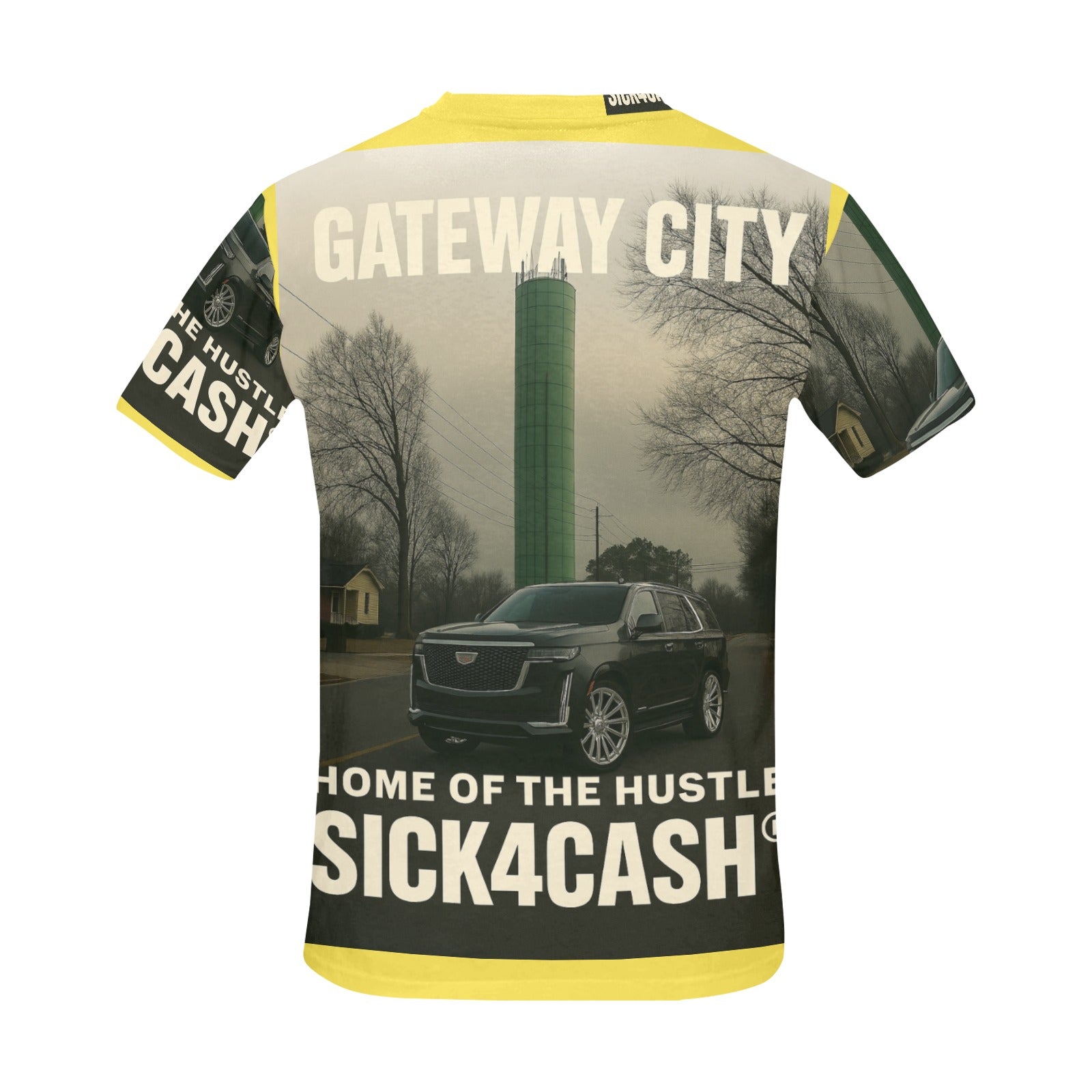SICK4CASH® “QUE” All-Over Print Tee — Men’s Crew Neck