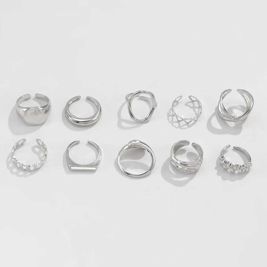 10-Piece Alloy Geometric Ring