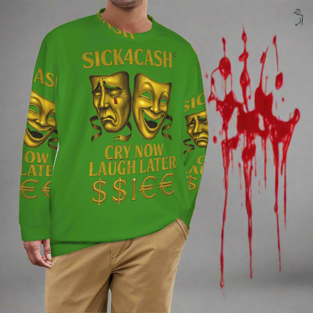 🧥 SICK4CASH® Legacy CRY NOW LAUGH LATER Sweater (Unisex | S–XL) This isn’t just a sweater—it’s a wearable archive. A tribute to the grind, the bloodline, and the payout. Upload your family photo, embed your legacy, and wear the movement.