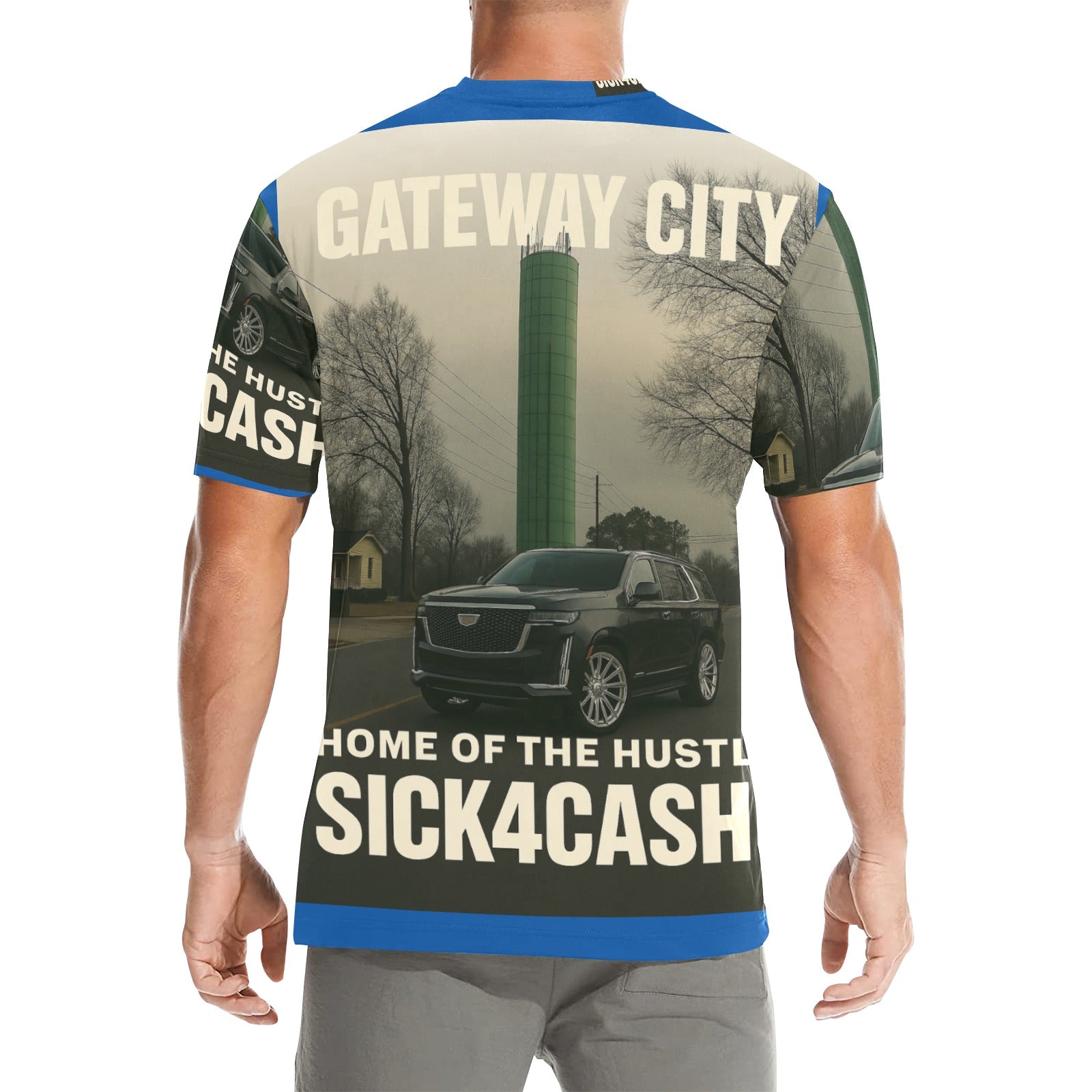 SICK4CASH® “QUE” All-Over Print Tee — Men’s Crew Neck