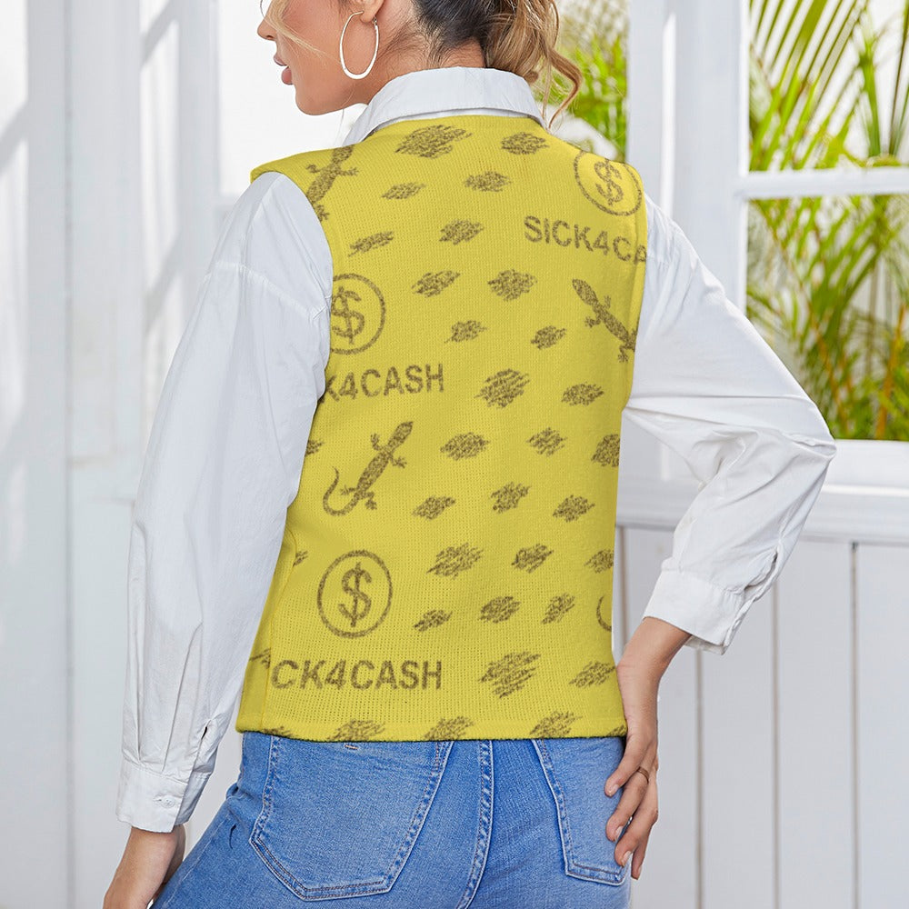 Women's Long Sleeve Button Knit Vest