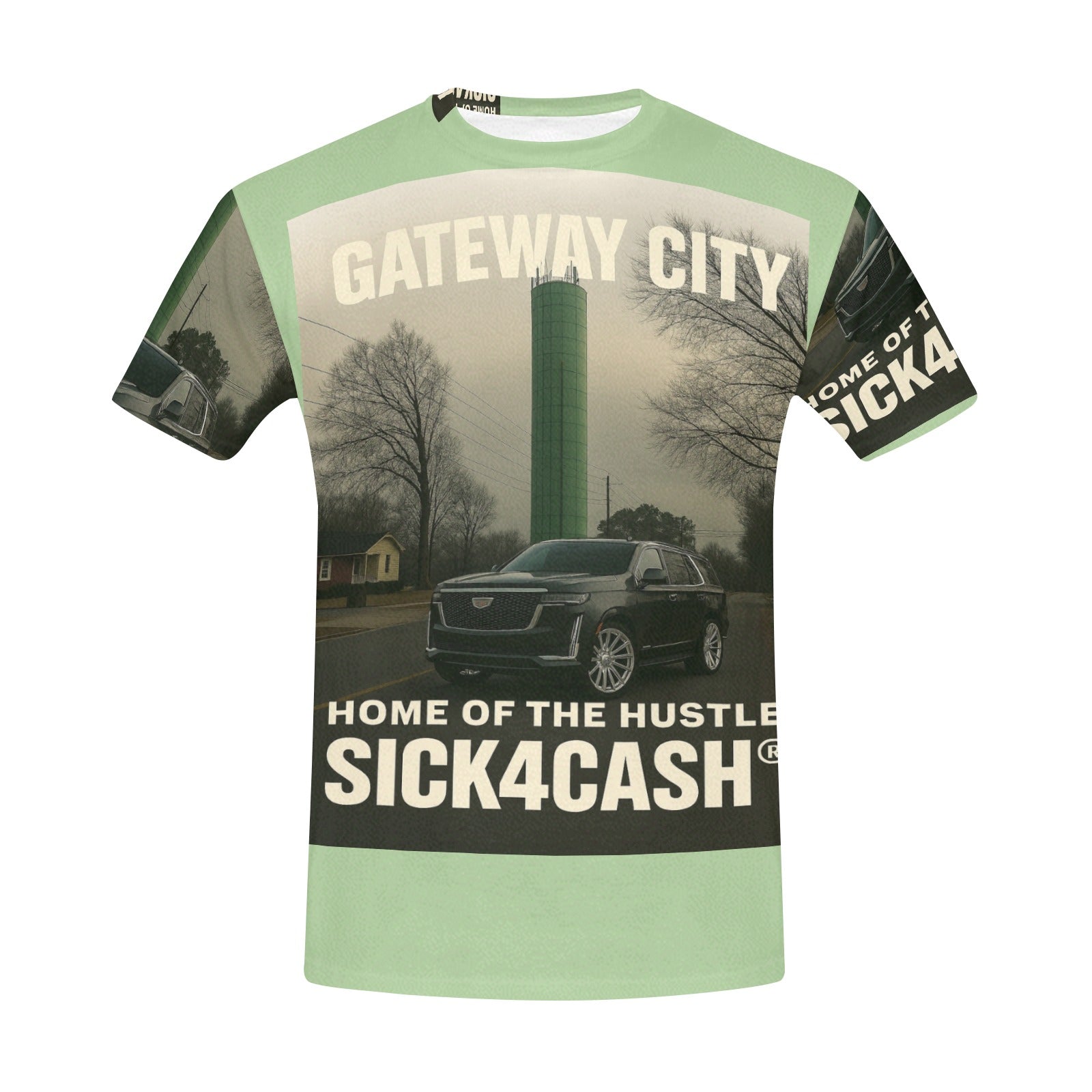 SICK4CASH® “QUE” All-Over Print Tee — Men’s Crew Neck