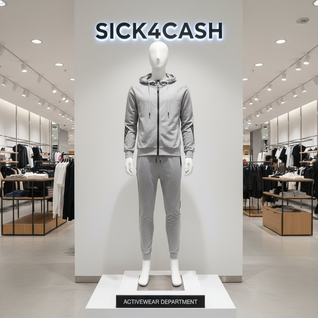 Gray sweatsuit with hoodie zip up