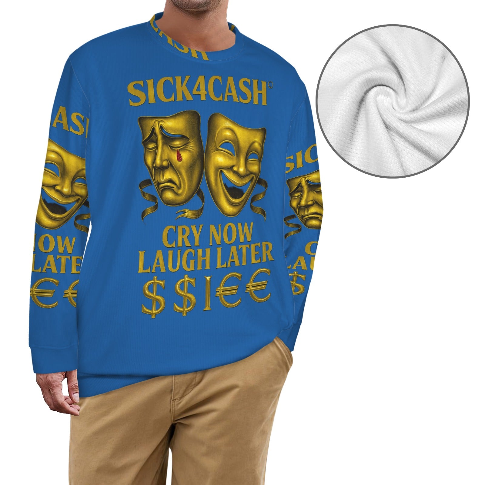 🧥 SICK4CASH® Legacy CRY NOW LAUGH LATER Sweater (Unisex | S–XL) This isn’t just a sweater—it’s a wearable archive. A tribute to the grind, the bloodline, and the payout. Upload your family photo, embed your legacy, and wear the movement.