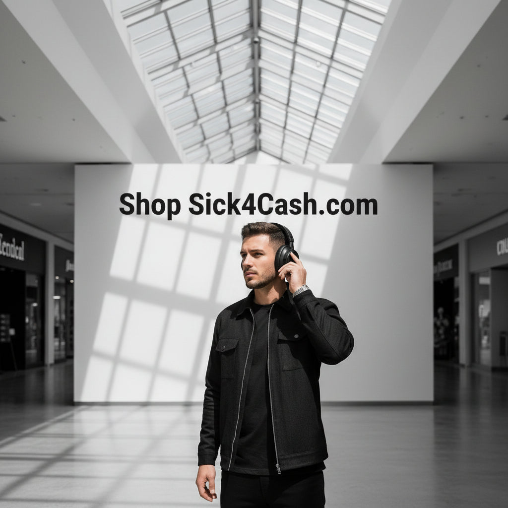 Man wearing black headphones with infrared smart sensor features highlighted