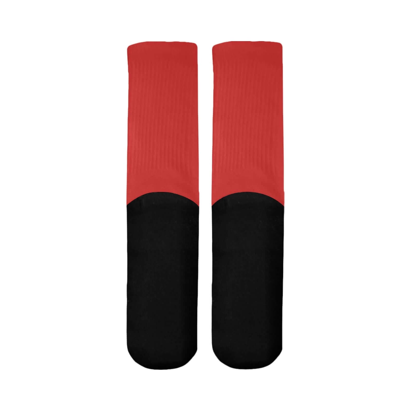 Mid-Calf Socks (Black Bottom) featuring a vibrant red upper and solid black bottom for stylish comfort.