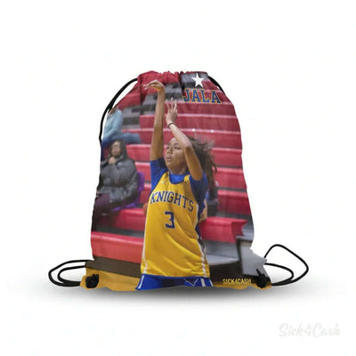 Drawstring Bag (Model 1604) – Medium | Powered by SICK4CASH® featuring a basketball player in action.