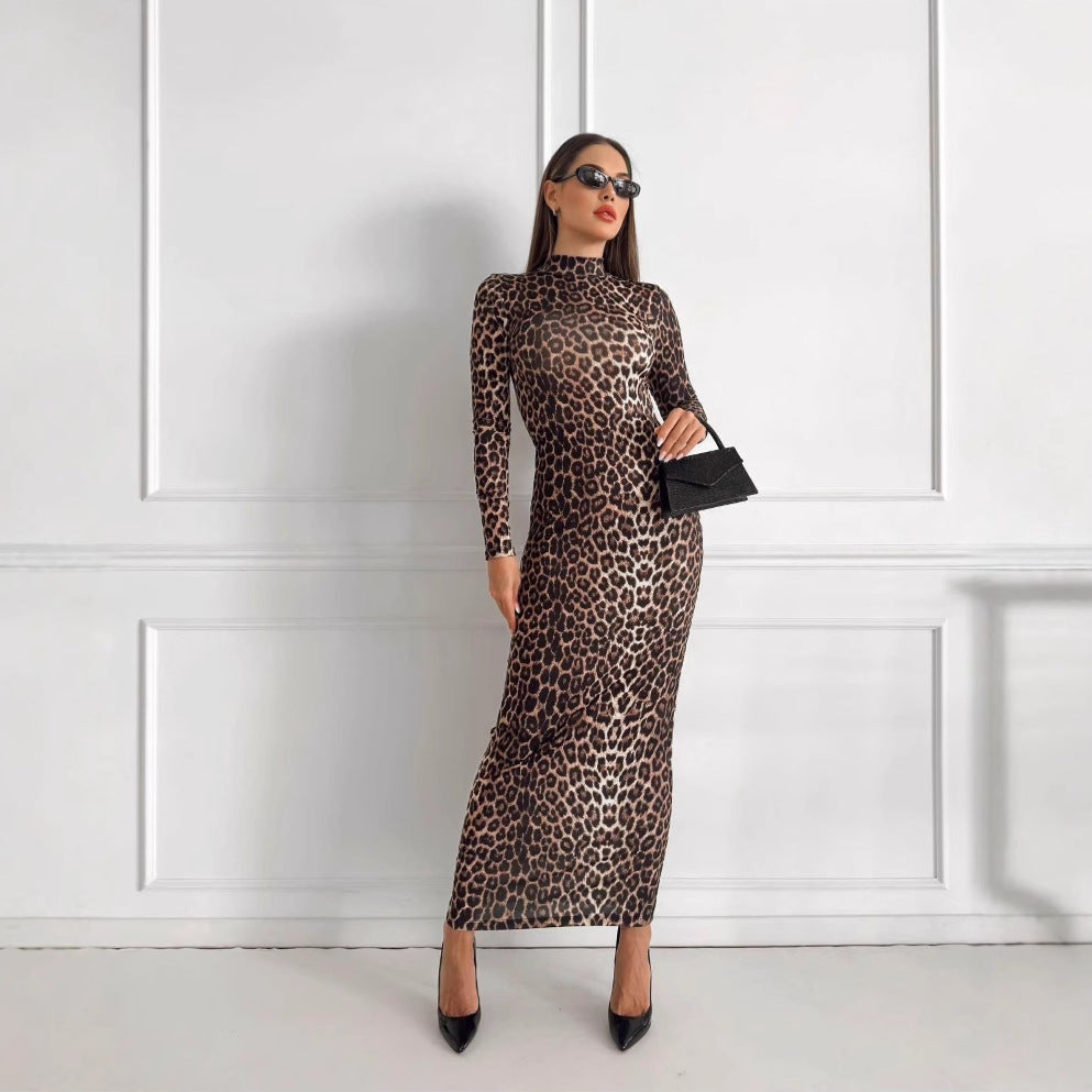 Autumn Leopard Print Long Dress