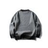 Trend Round Neck Knit Sweater Men Loose Casual Color Block Letter Sweater