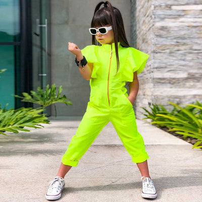 Children's Clothing New Jumpsuit Fashion Casual Sleeveless Vest Girls Solid Color Jumpsuit Ins Style