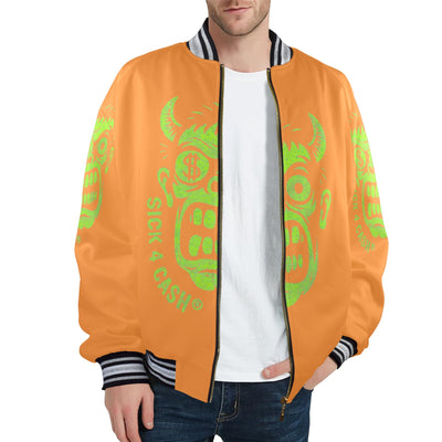 Unsex Striped Trim Bomber Jacket Halloween Collection  CASH FACE Bomber