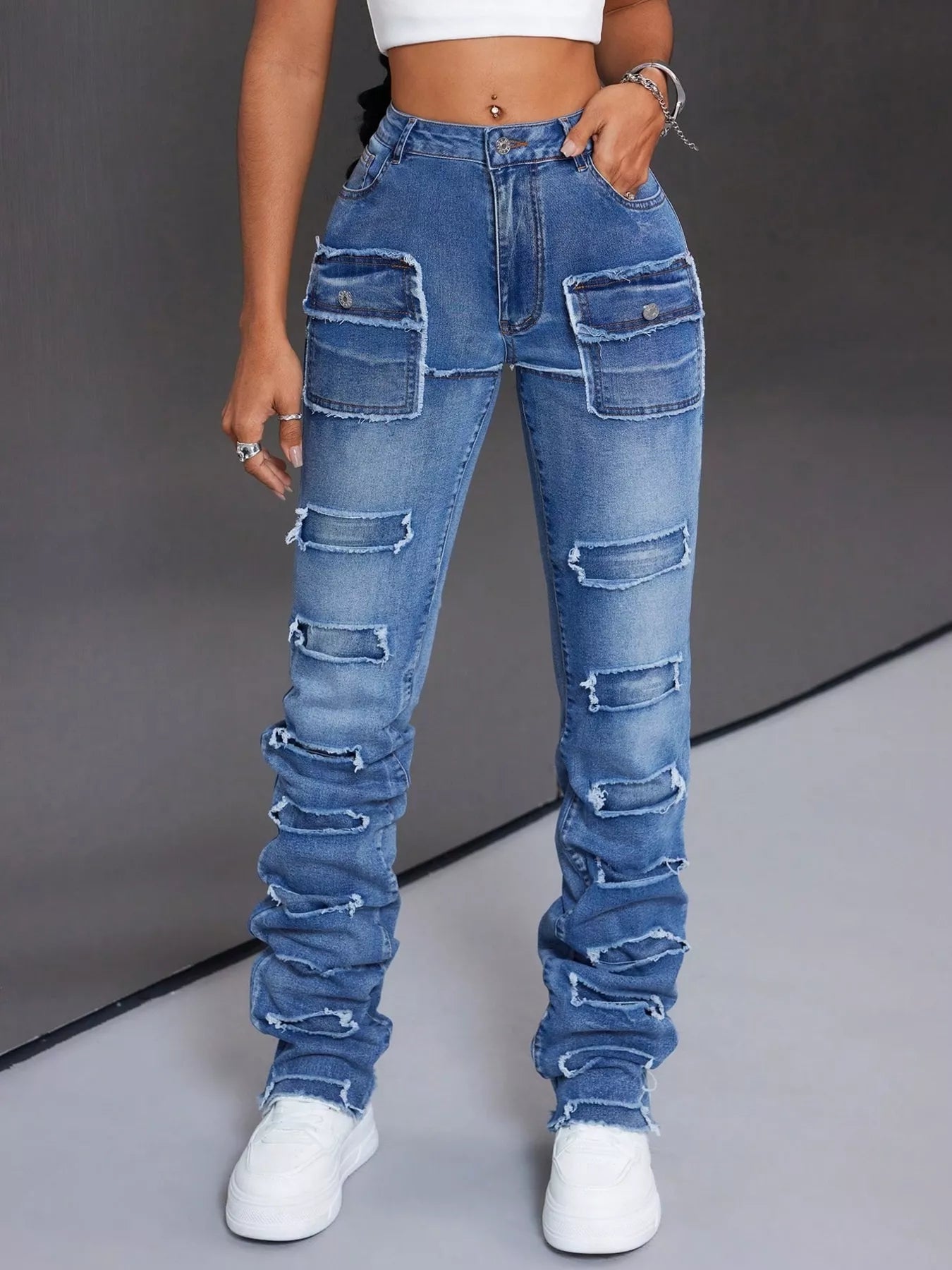 Women's Distressed Slim Fit Jeans