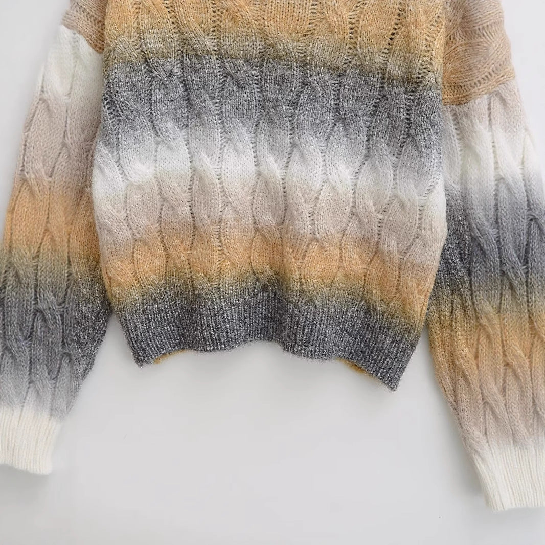 Gradient Cable Knit Sweater – Cozy Fade, Street-Ready Flow