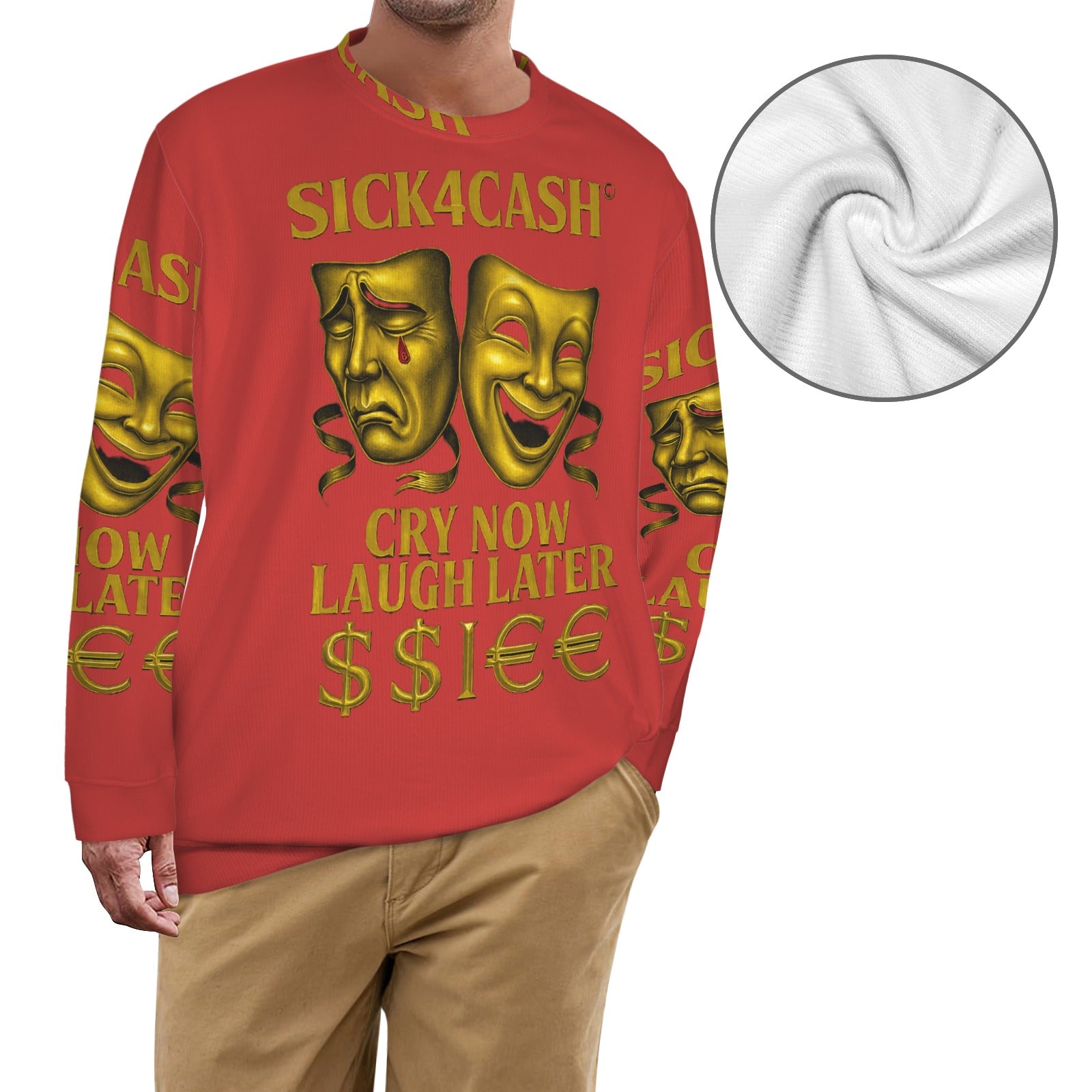 🧥 SICK4CASH® Legacy CRY NOW LAUGH LATER Sweater (Unisex | S–XL) This isn’t just a sweater—it’s a wearable archive. A tribute to the grind, the bloodline, and the payout. Upload your family photo, embed your legacy, and wear the movement.