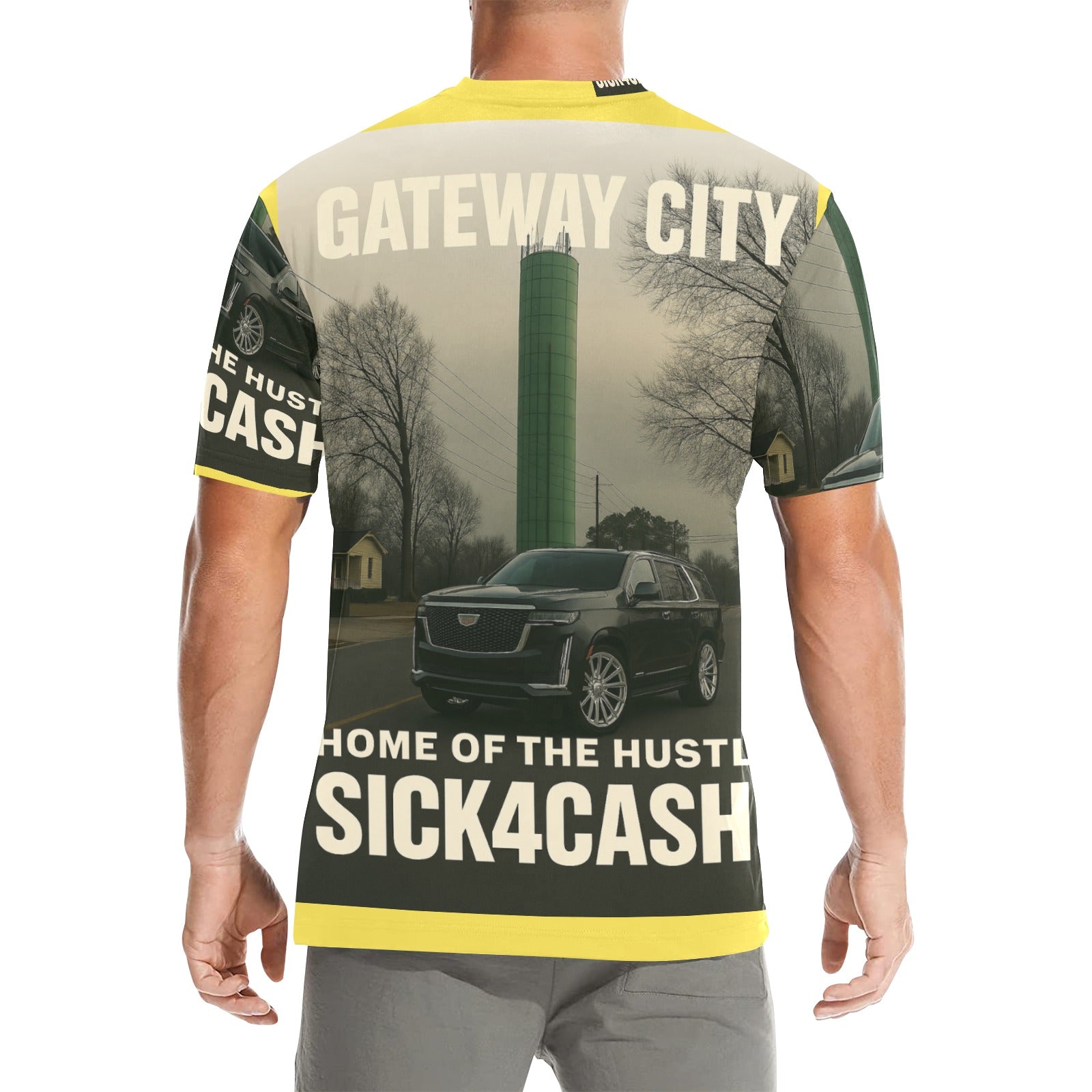 SICK4CASH® “QUE” All-Over Print Tee — Men’s Crew Neck
