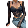 Lace Mesh Steel Ring Boned Shapewear Adjustable Strap Elegant Versatile Outerwear Women's Top