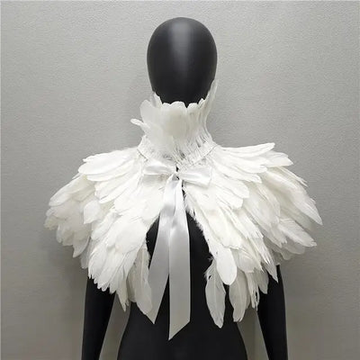 Halloween Gothic Feather Cloak Cock Feather Scarf Cock Feather Fake Collar Makeup Ball Shawl