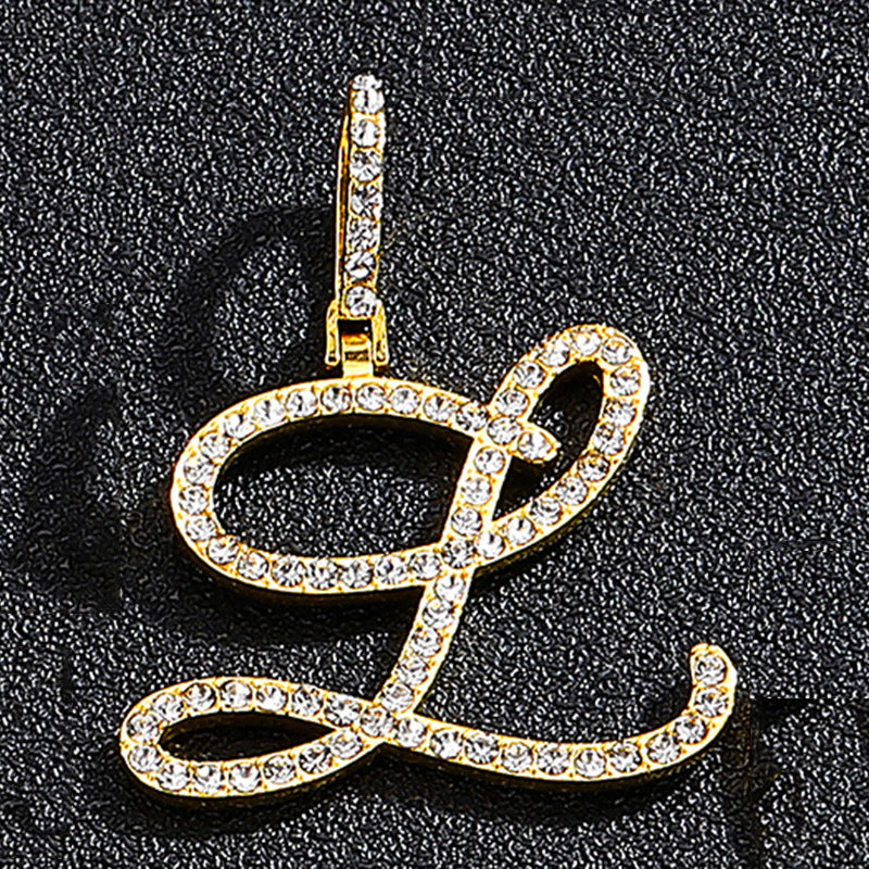 Hip Hop Grass Letter Pendant – Melon Seed Buckle Cuban Chain Accessory