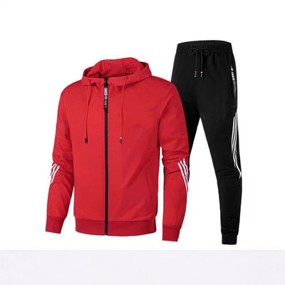 Red hoodie zipper with sweatpants