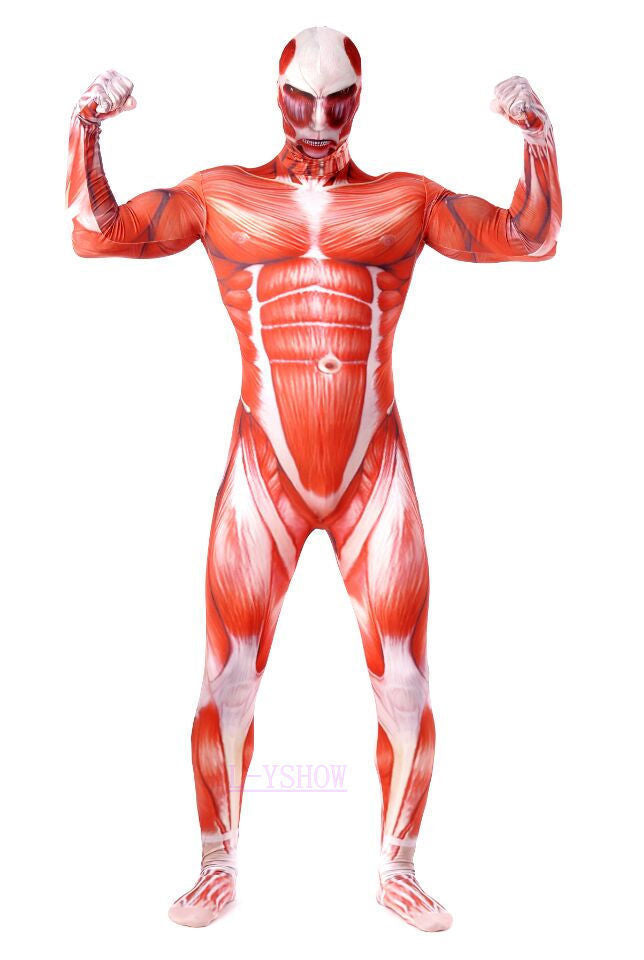 Attack on Titan Super Giant Jumpsuit Muscle Shapewear Halloween 3D Printed Suit