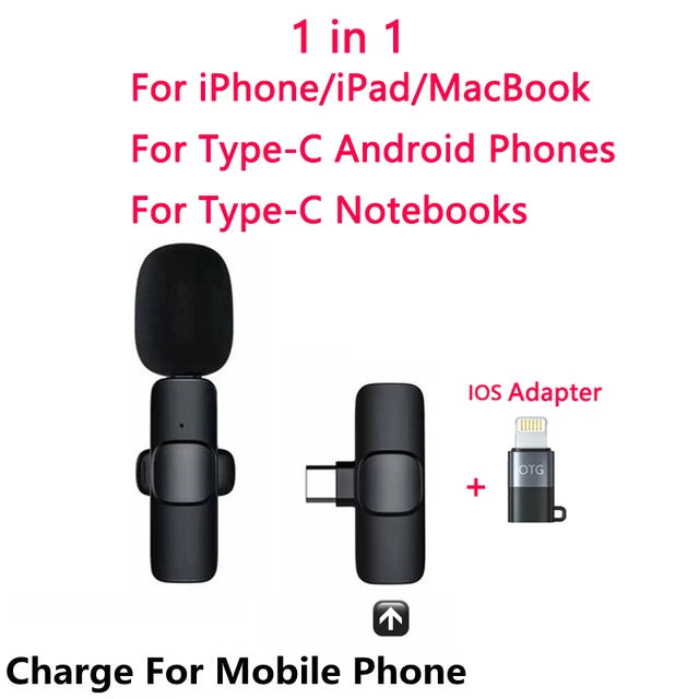 Bluetooth Mini Lavalier Microphone – Wireless USB Lapel Mic for Phone & PC