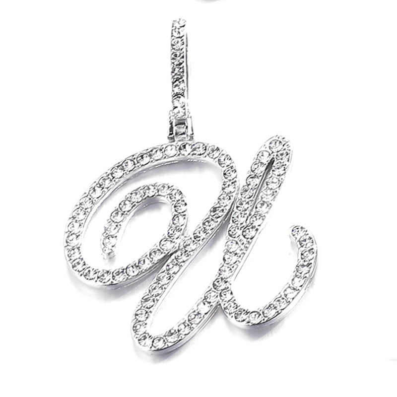 Hip Hop Grass Letter Pendant – Melon Seed Buckle Cuban Chain Accessory