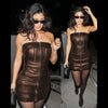 Strapless leather dress
