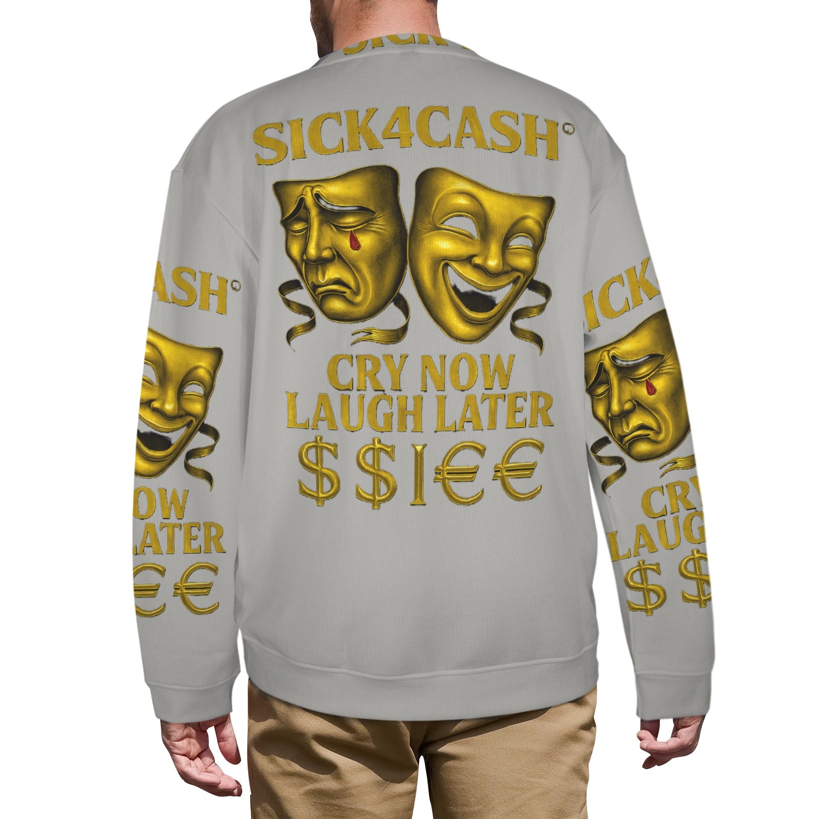 🧥 SICK4CASH® Legacy CRY NOW LAUGH LATER Sweater (Unisex | S–XL) This isn’t just a sweater—it’s a wearable archive. A tribute to the grind, the bloodline, and the payout. Upload your family photo, embed your legacy, and wear the movement.