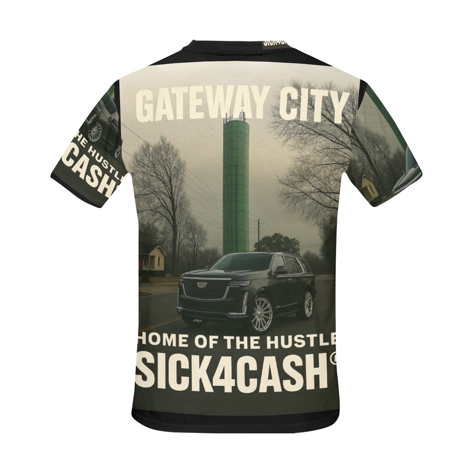SICK4CASH® “QUE” All-Over Print Tee — Men’s Crew Neck