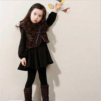 S4C Winter Girls Dress Thicken Girls Warm Cotton A letter Dress Kids Cute Style Comfortable material big Peplum with Dress GA