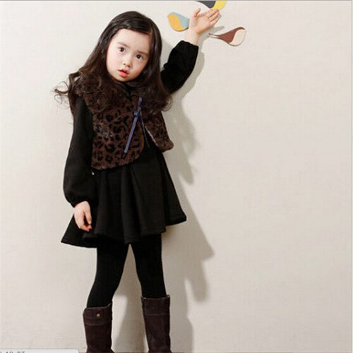 S4C Winter Girls Dress Thicken Girls Warm Cotton A letter Dress Kids Cute Style Comfortable material big Peplum with Dress GA