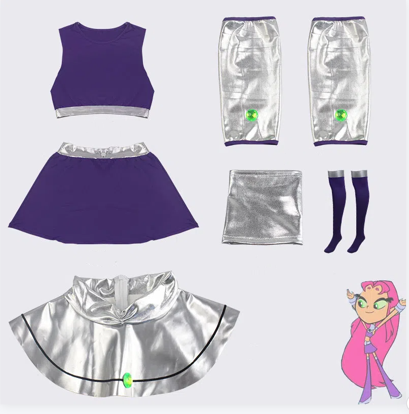 Starfire Cosplay Set – Purple Power Suit for Cosmic Queens