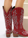 S4C PU Leather Embroidered Geometric Point Toe Boots
