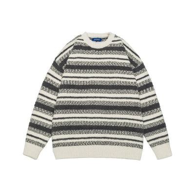 College Style Striped Mohair Loose Casual Unisex Sweater