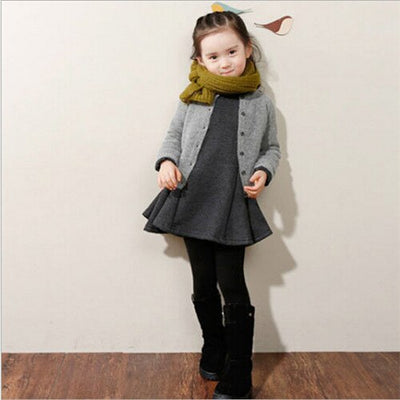 S4C Winter Girls Dress Thicken Girls Warm Cotton A letter Dress Kids Cute Style Comfortable material big Peplum with Dress GA