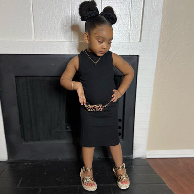 Children Clothing New Girls Solid Color Camisole Dress Casual Mid Length A Skirt