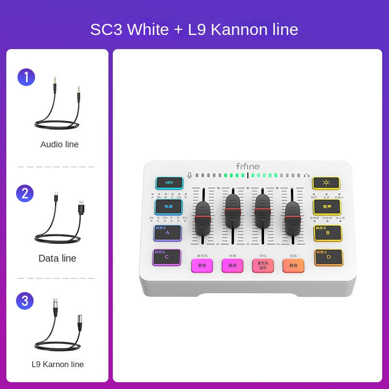 Fifine SC3 Streaming Kit – USB Sound Card + Microphone Full Set for Gaming, Karaoke & Desktop Recording