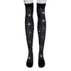 Halloween Black White Long Knee High Socks Costume Masquerade Carnival Cosplay Soft Wind Thigh Stockings Over The Knee