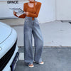 Original Denim Pants Women High-Grade Narrow Loose Slim Straight Long Pants