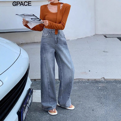 Original Denim Pants Women High-Grade Narrow Loose Slim Straight Long Pants