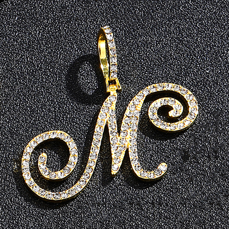 Hip Hop Grass Letter Pendant – Melon Seed Buckle Cuban Chain Accessory