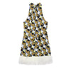 Hanging neck sleeveless feather geometric pattern dress for women