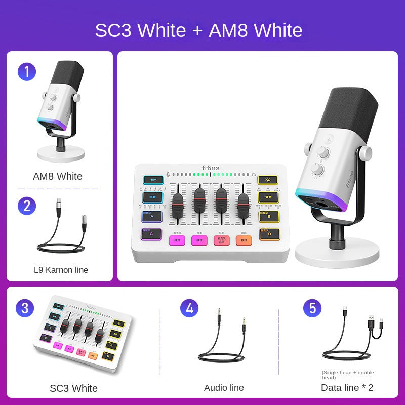 Fifine SC3 Streaming Kit – USB Sound Card + Microphone Full Set for Gaming, Karaoke & Desktop Recording