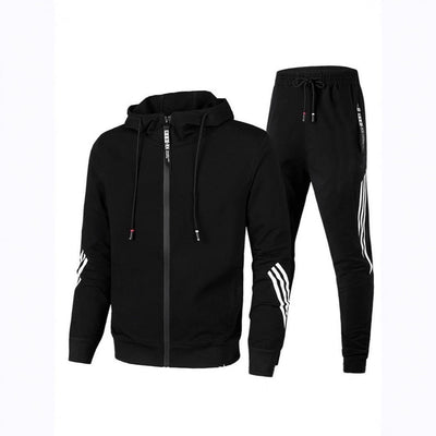 Black sweatsuit with stripes