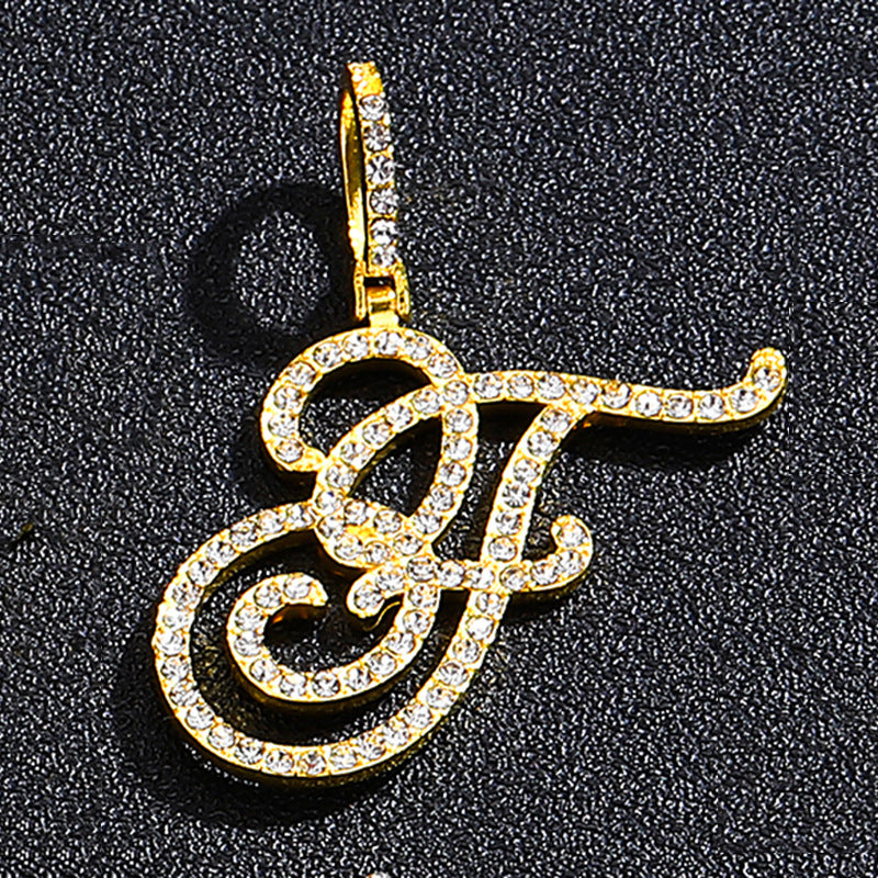 Hip Hop Grass Letter Pendant – Melon Seed Buckle Cuban Chain Accessory